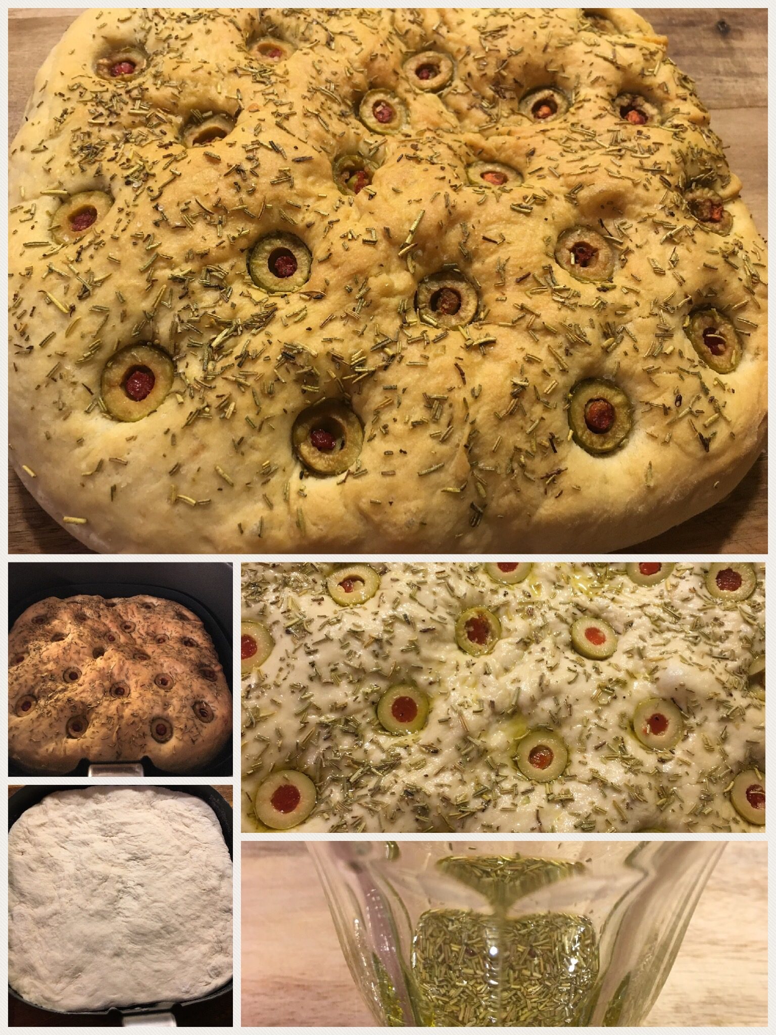 Focaccia med oliven og rosmarin