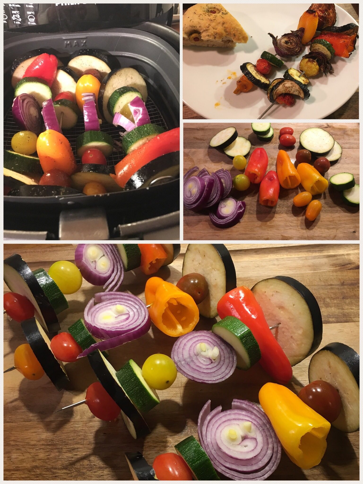 Grillede grøntsager på spyd
