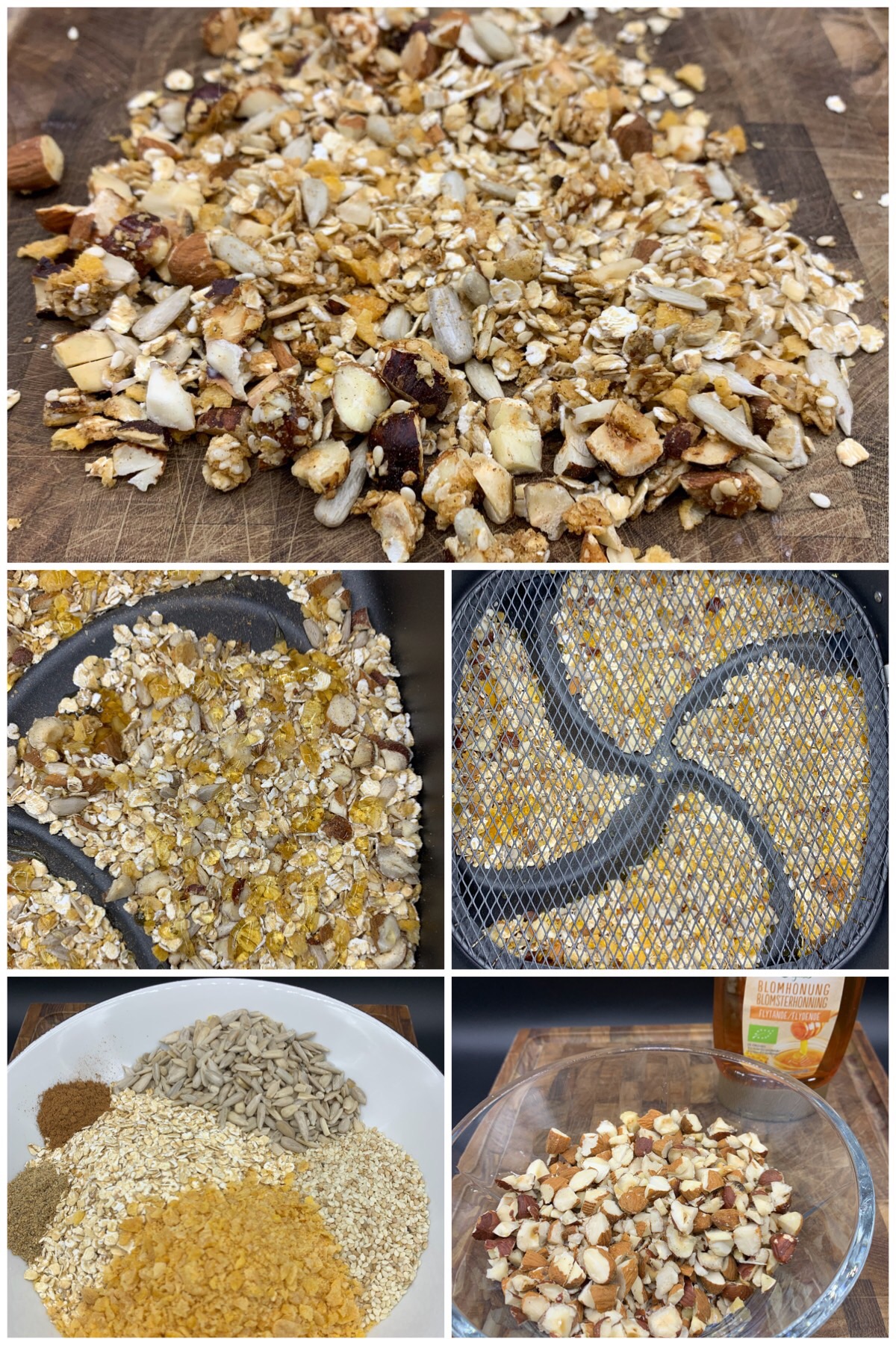 Hjemmelavet granola – honningristet müsli med havre, nødder, frø og kerner