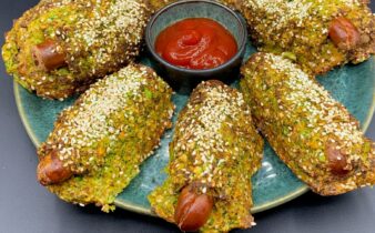 Grøntsagspølsehorn med broccoli og gulerødder